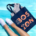 Boston Font Denim Tote