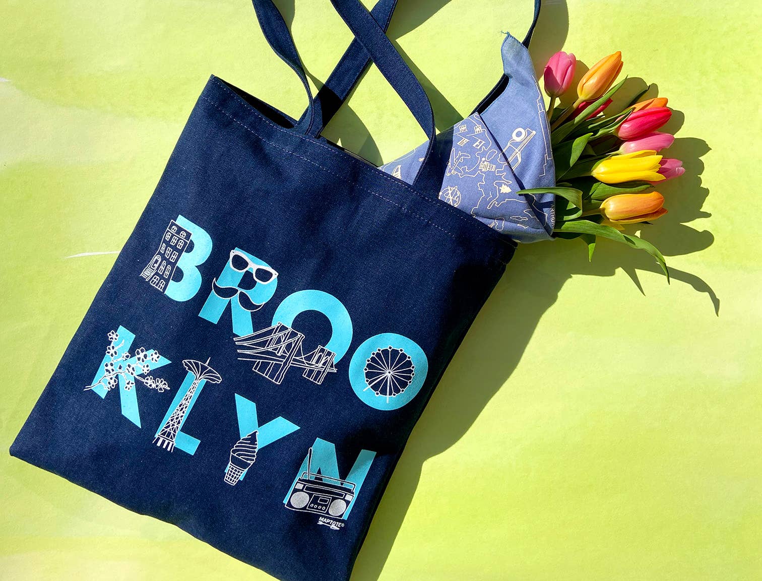 Brooklyn Font Denim Tote