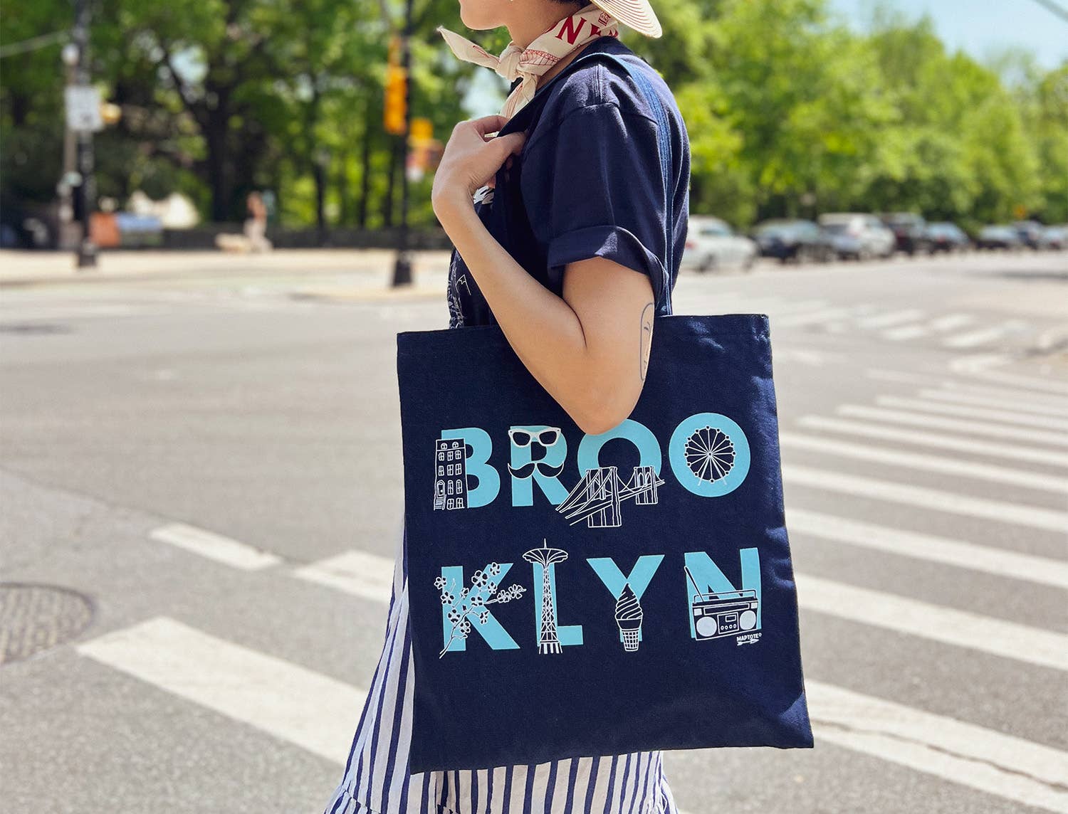 Brooklyn Font Denim Tote