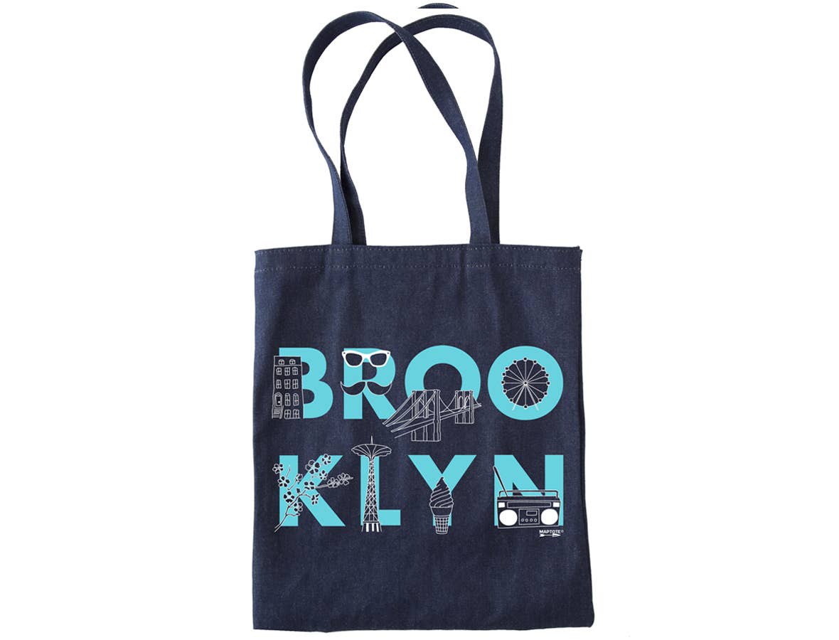 Brooklyn Font Denim Tote