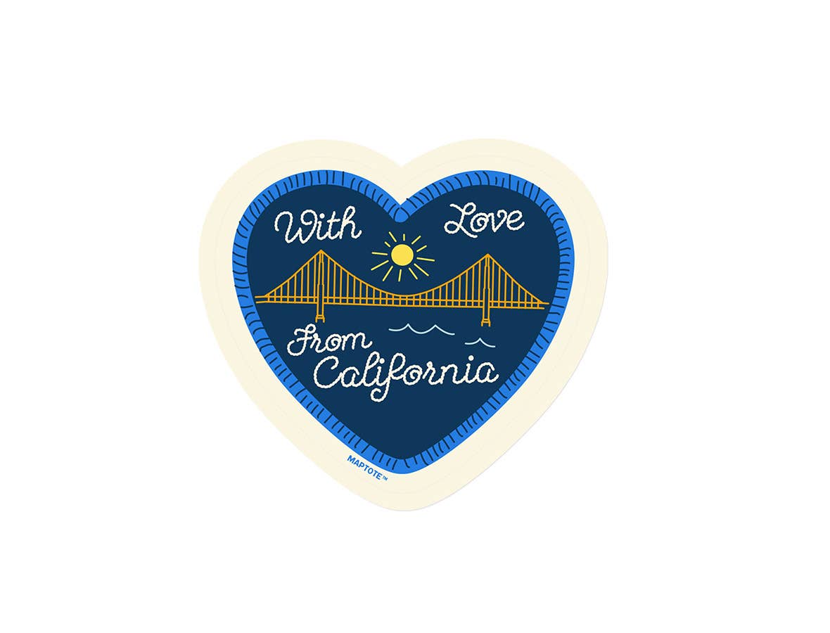 California With Love Golden Gate Heart Sticker