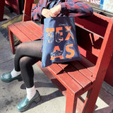 Texas Font Denim Tote