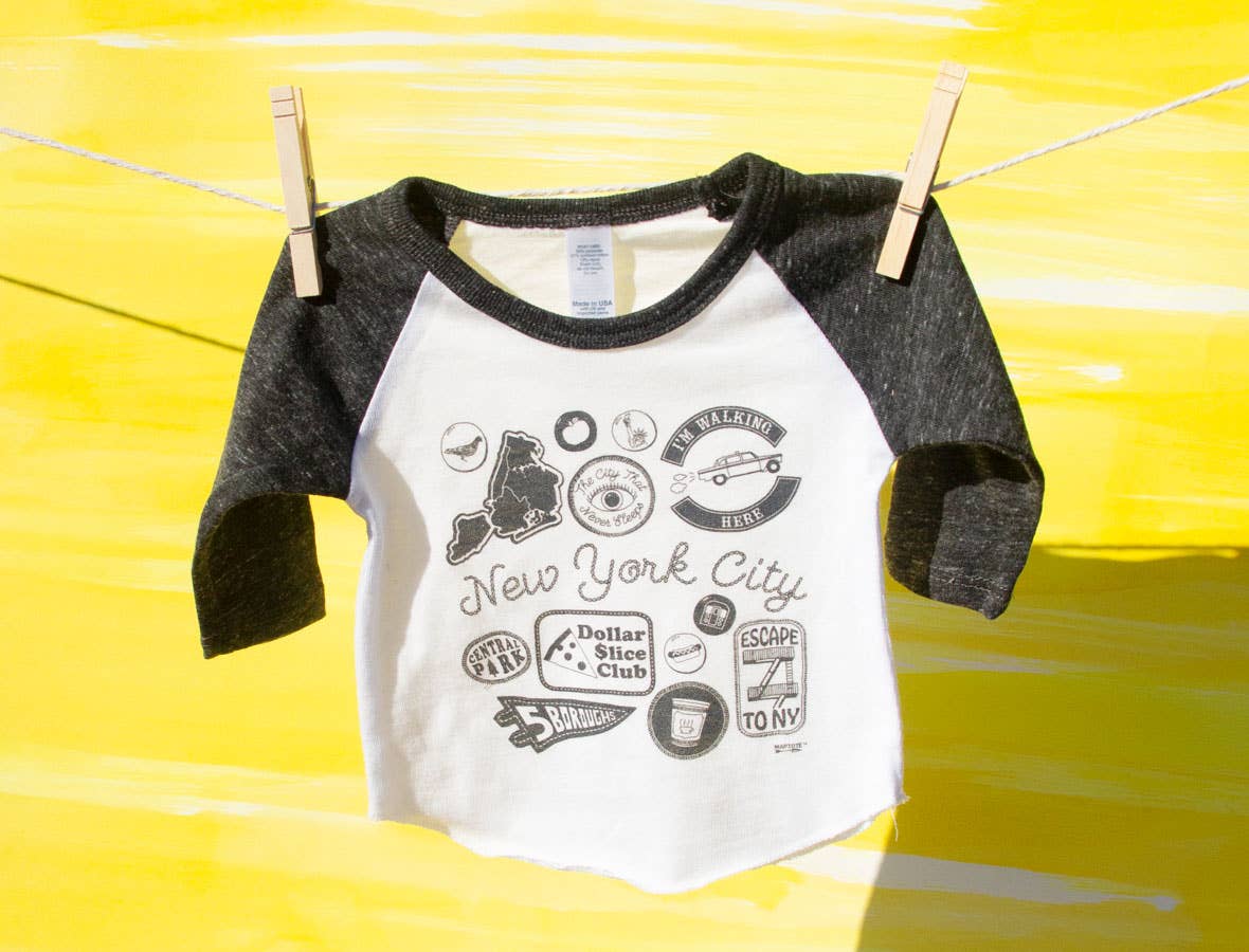 New York City Pins & Patches Baby Baseball Tee