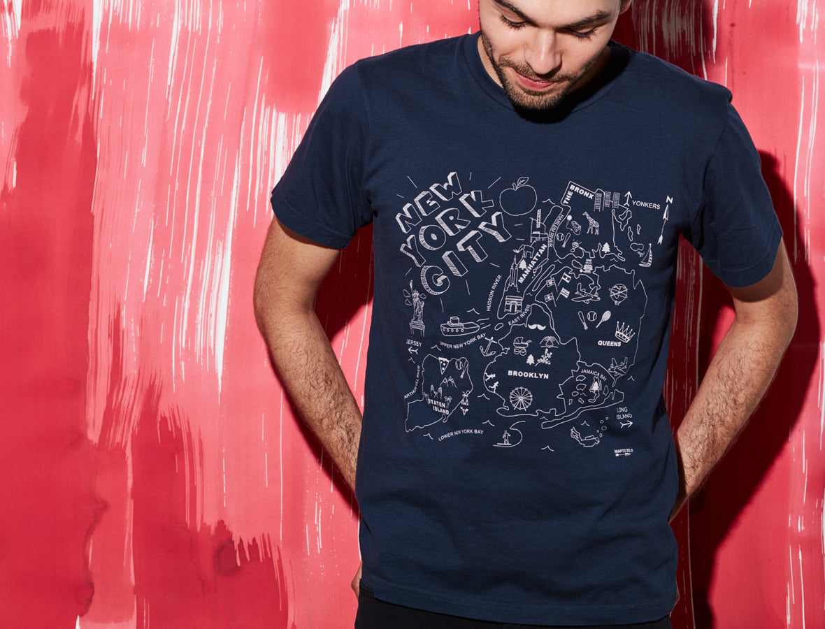 New York City Adult Tee - Navy | 100% Cotton NYC Map Shirt – Maptote