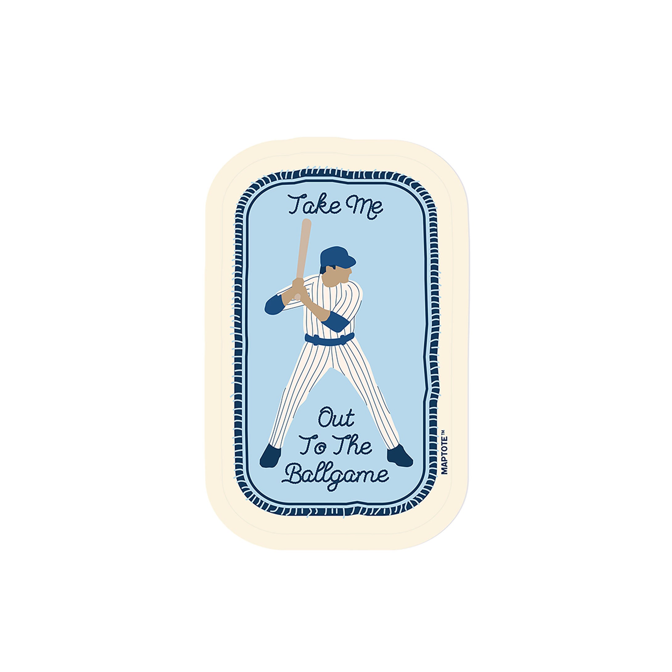 Chicago Take Me Out To The Ballgame Sticker featuring a baseball player ready to bat