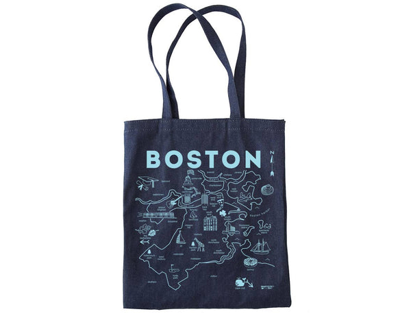 Boston Denim Tote - Handmade Map Bag | Maptote