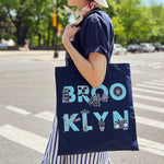 Brooklyn Font Denim Tote