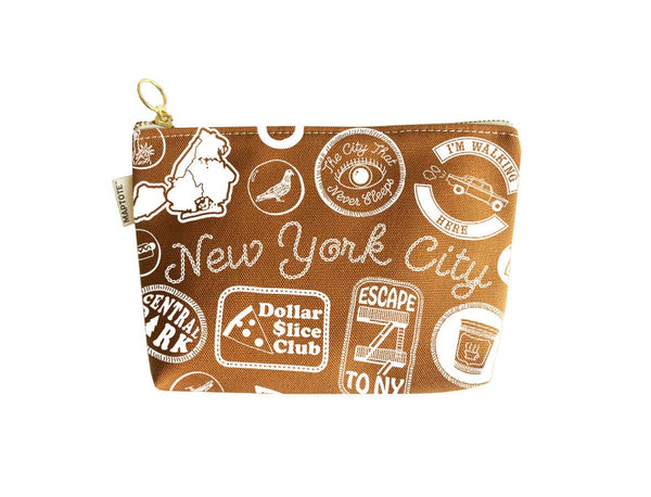 New York City Pins & Patches Zipped Pouch - 100% Cotton