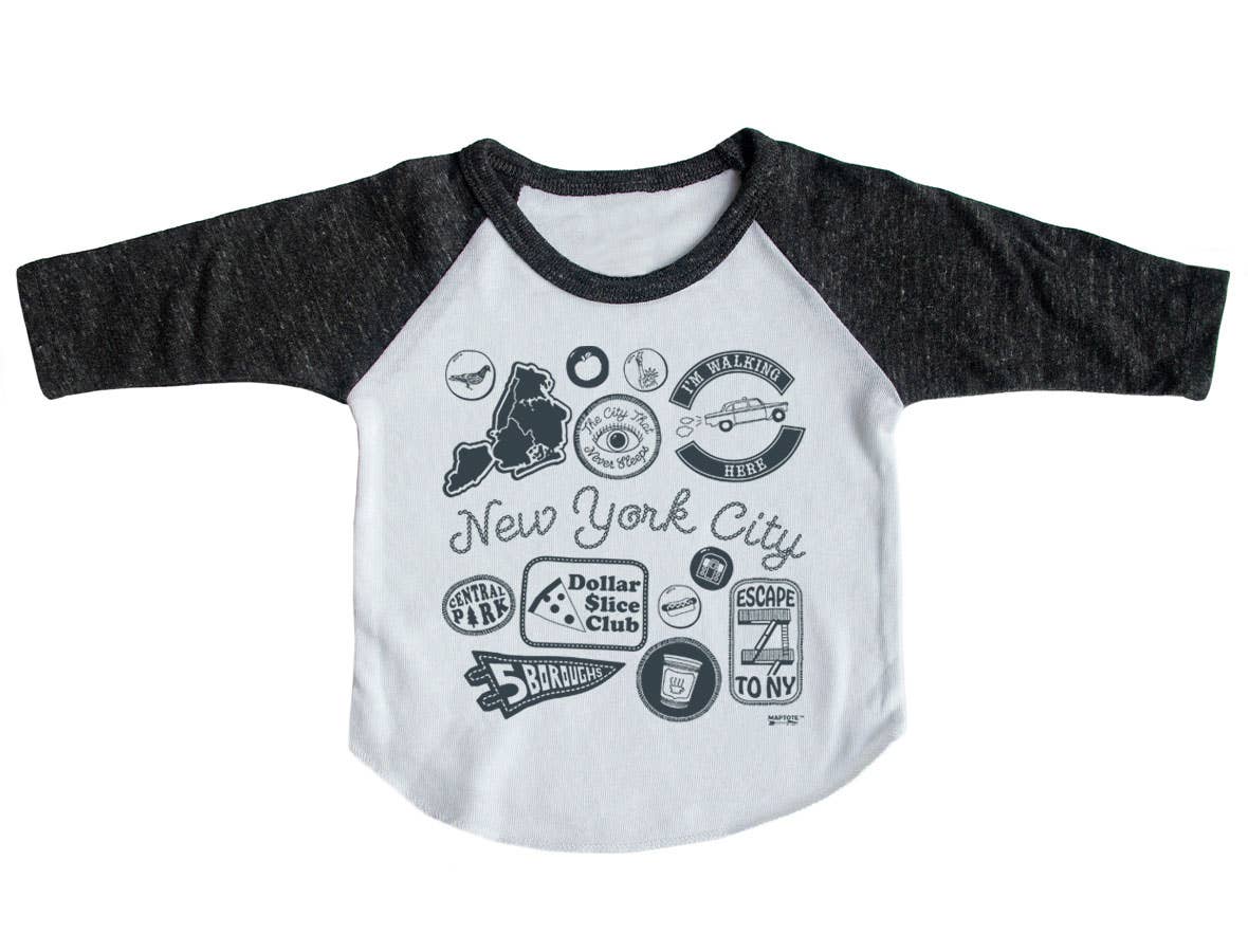 New York City Pins & Patches Baby Baseball Tee